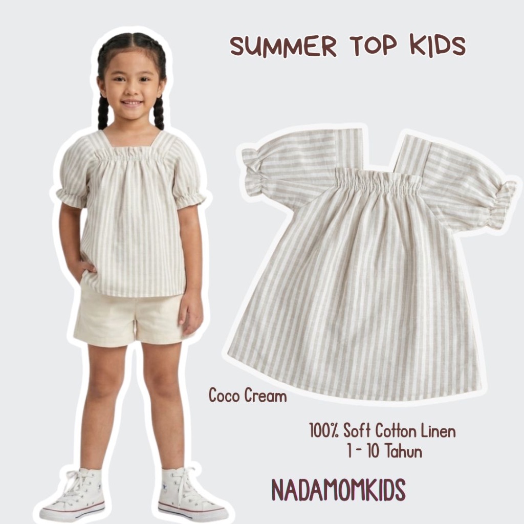Atasan Baju Anak Perempuan Linen Premium Blouse dress crop top Anak Cewek Kekinian baju outfit panta