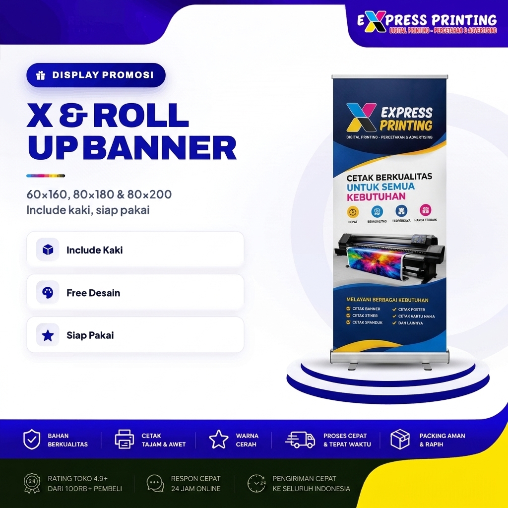 Cetak X Banner Y Banner Roll Up Banner 60x160 80x180 80x200 Include Kaki