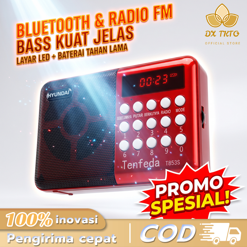 Radio Speaker Bluetooth Portabel T853S FM MP3 Digital Suara Jernih Baterai Awet Bass USB