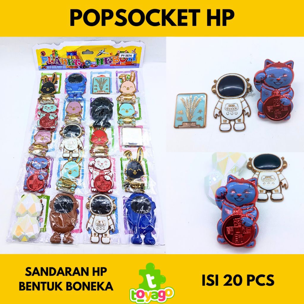 Popsocket Popgrip bentuk boneka random isi 20 pcs aksesoris sandaran hp lucu mainan grosir murah