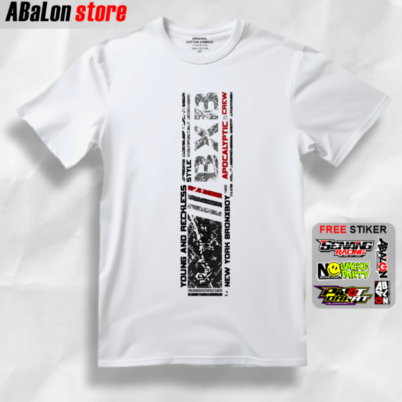 Baju Kaos Pria Distro Putih BXB Cotton Combed 24s Premium Adem Nyaman - Baju Pria Premium Promo