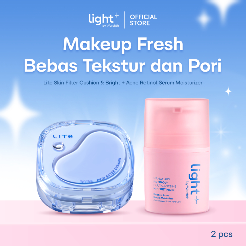 Lightplus by Wardah Moisturizer Paket Flawless Set - Lite Skin Filter Cushion dan Retinol Serum Mois