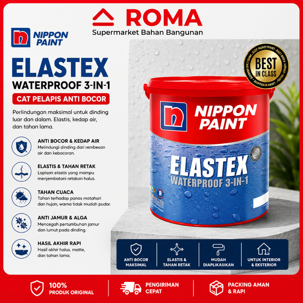 Nippon Paint Elastex Cat Tembok Waterproof 20kg