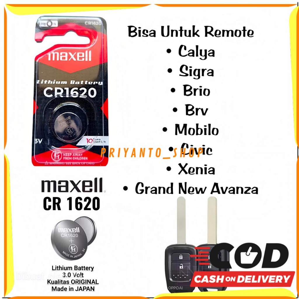 Batu Baterai Remot Mobil Avanza Xenia Sigra Calya Mobilio Brio Brv Jazz Mobilio CR1620