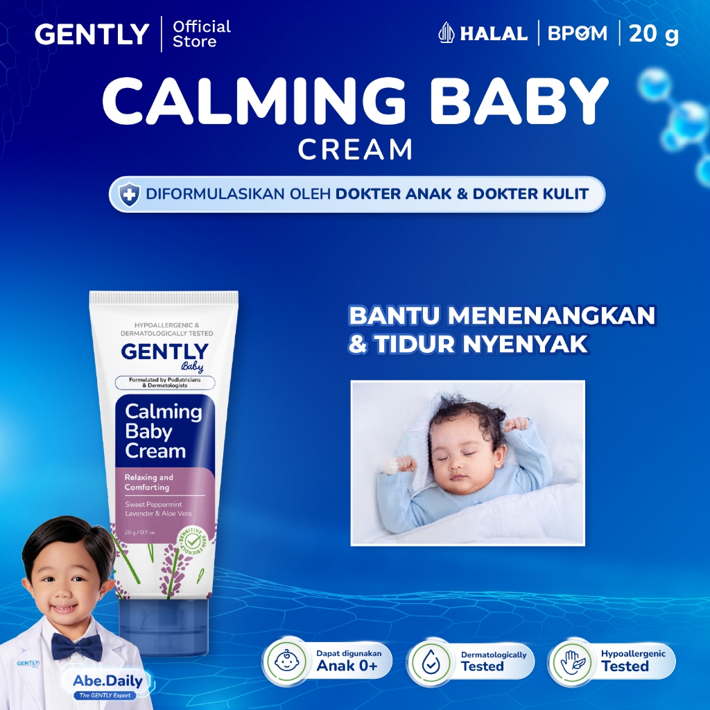GENTLY Baby Calming Baby Cream 20 g - Perlengkapan Bayi Newborn Tidur Nyenyak - Nyaman untuk si Keci