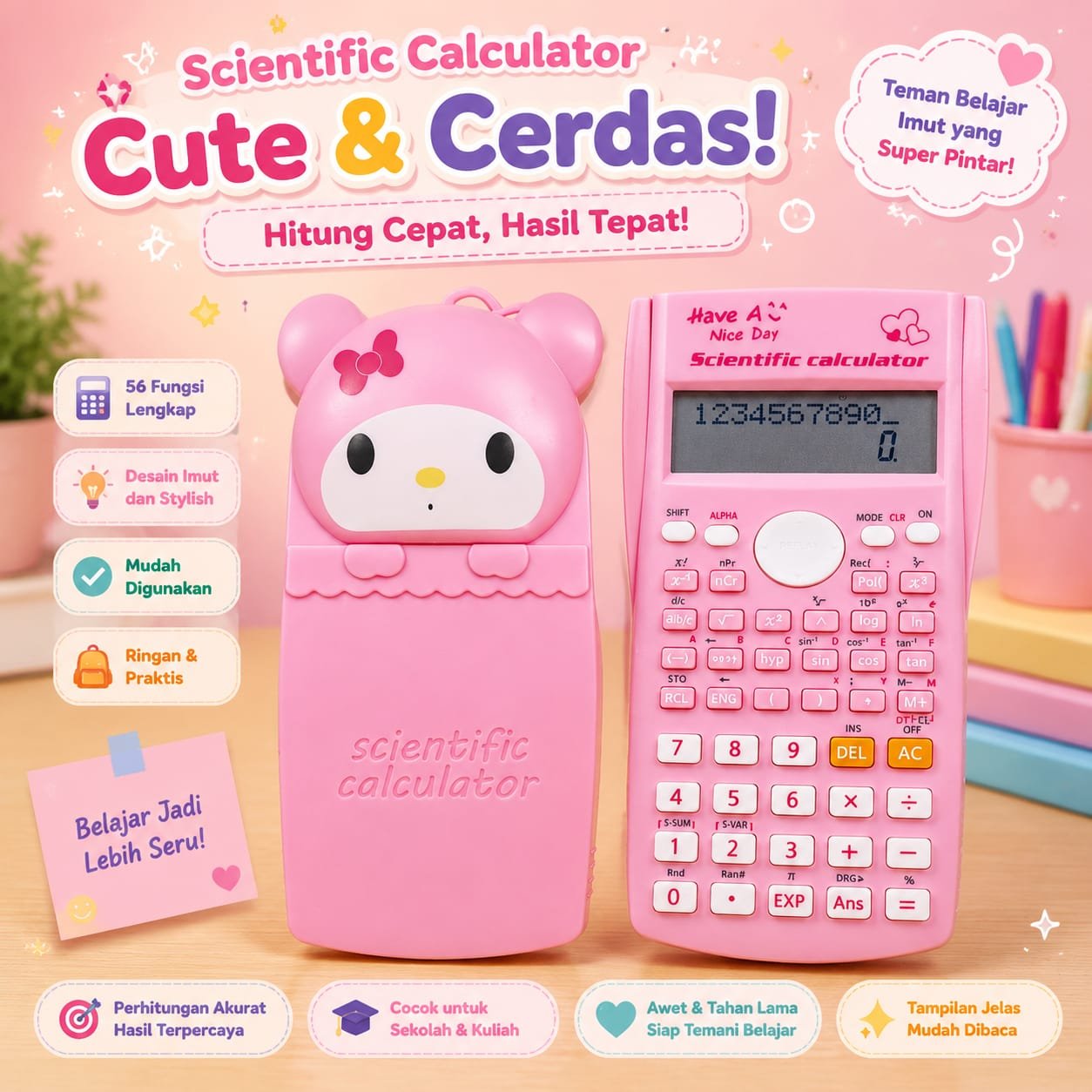 Calculator Scientific Melody Kuliah Calculator ilmiah Karakter Melody Pink Kalkulator Muka Melody