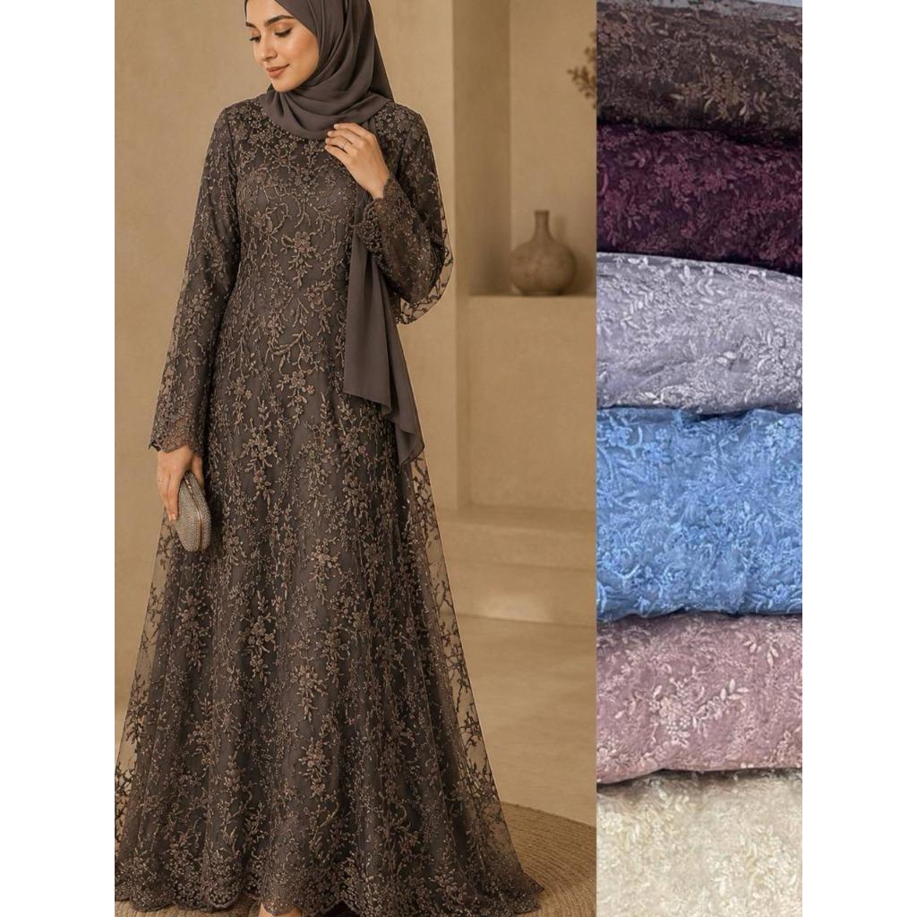 (Price per 0.5m) Tile embroidery sapto elisaab/tille tulle embroidery flower sapto table box 2 tone 
