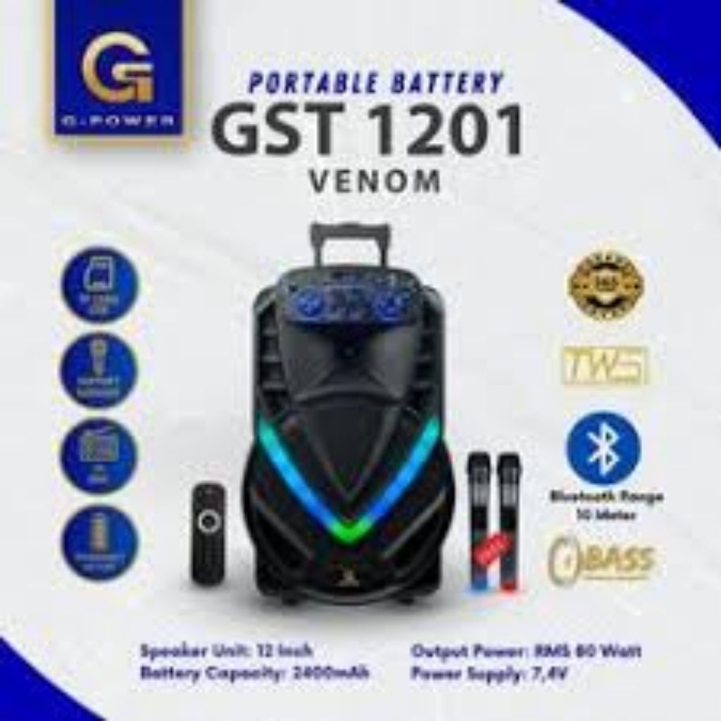 SPEAKER BLUETOOTH G-POWER GST-1201 VENOM 12 INCH ORIGINAL G-Power Speaker Bluetooth GST-1201 VENOM