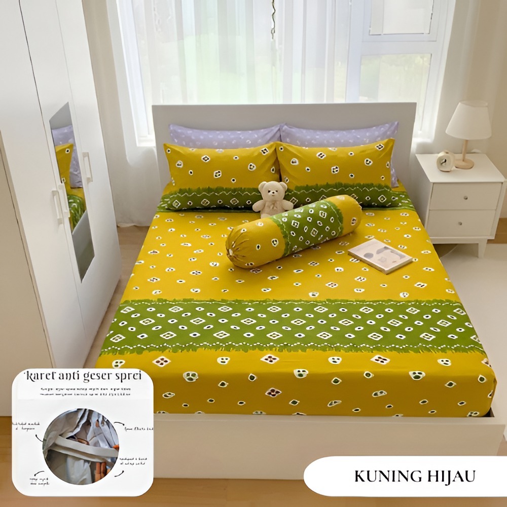sprei tinggi 20 cm motif batik jumputan ukuran 120/160/180/200 adem lembut tidak berbulu