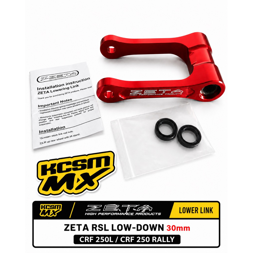 ZETA RSL Lowering Kit Low-Down 30mm Honda CRF250L CRF250 Rally Original Red / Pemendek Shock Belakan