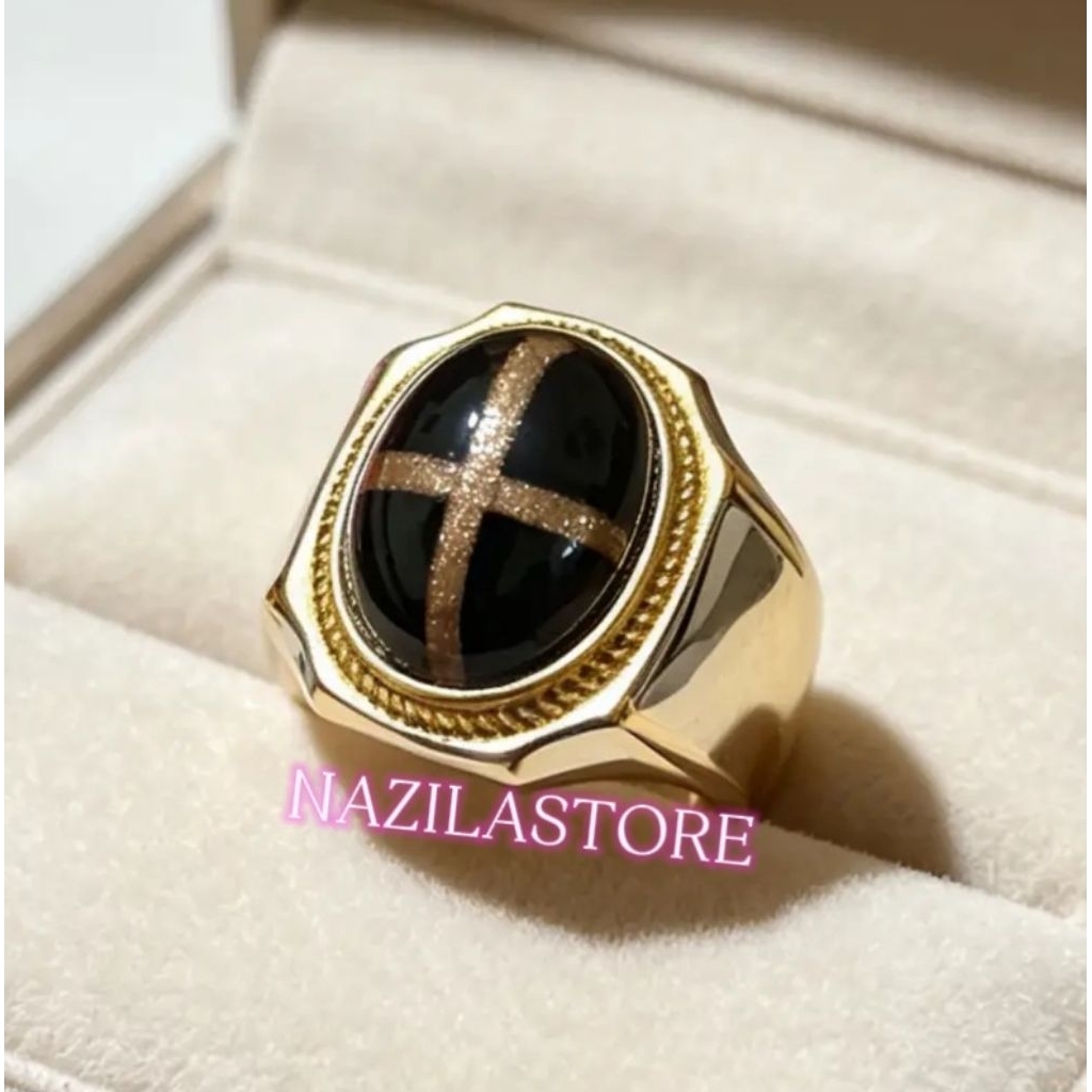 CINCIN BATU TAPAK JALAK MAS RING TITANIUM ANTI KARAT MINIMALIS