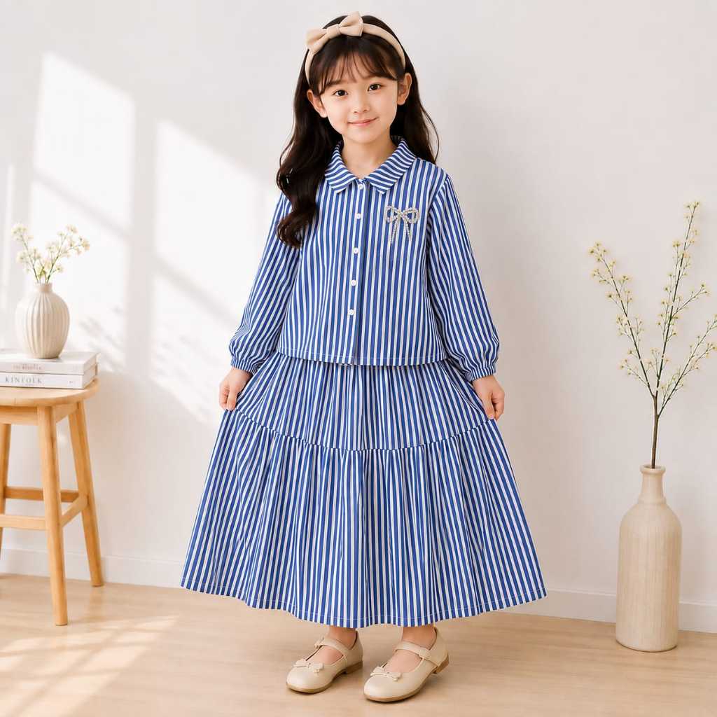 Set Wanita Lebaran 2026 Swtelan Prempuan Swtelan Cewe Umur 1-13 Set Baju Muslim Remaja Baju Lebaran 