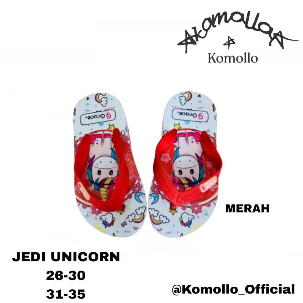 JEDDI ll Sandal Jepit Anak  Unicorn  Ukuran 26-30 31-35
