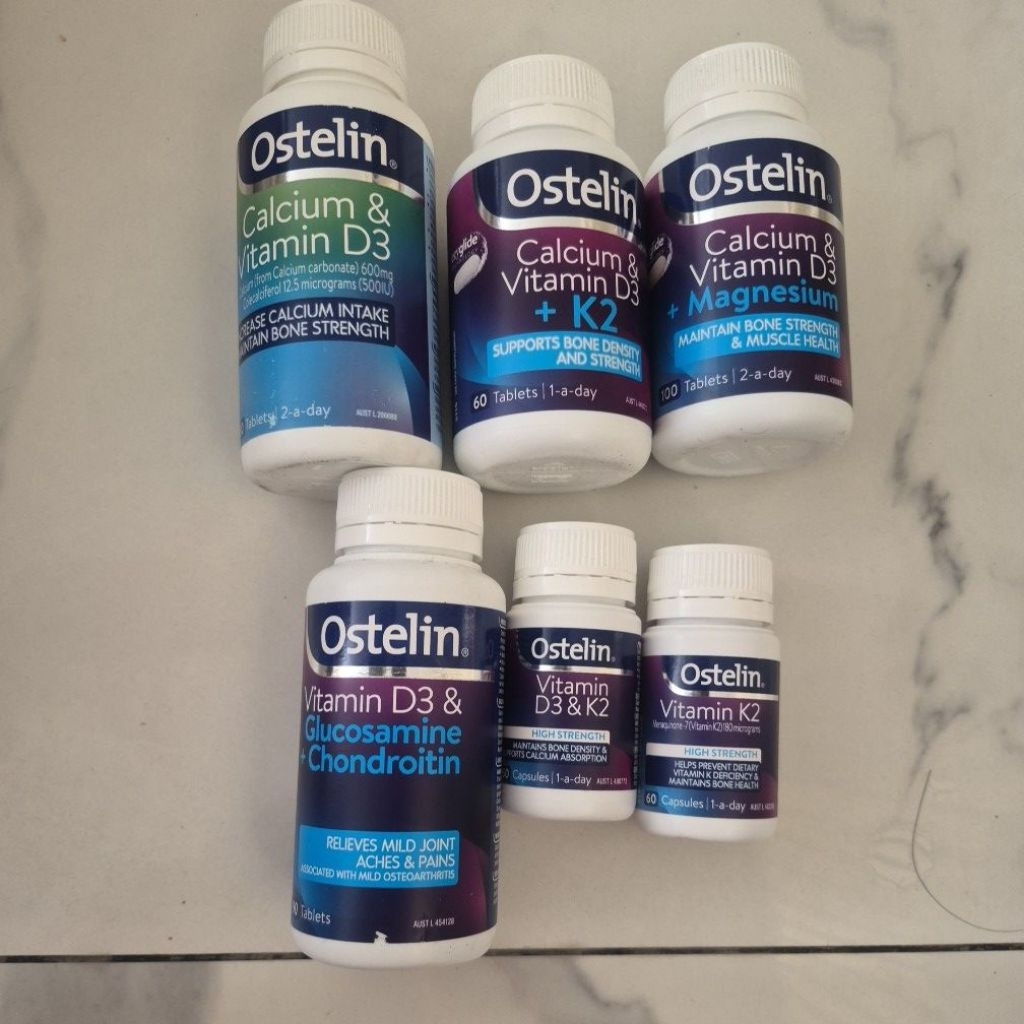 ostelin calcium & vitamin D ; calcium and d3 + K2 ; d3 + glucosamine + chondroitin ; calcium + d3 + 