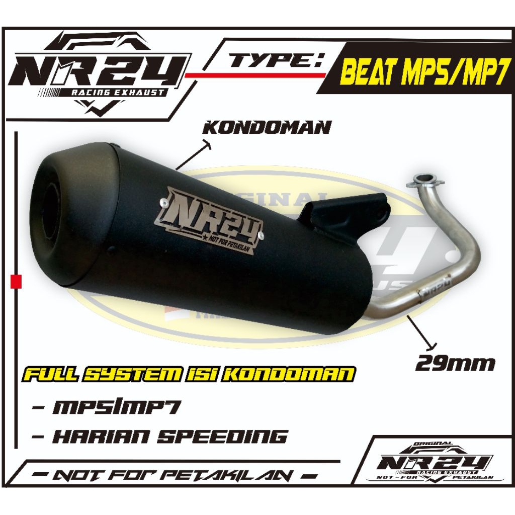 Fullset kondoman knalpot regulasi MP7 / MP5 beat karbu, Scoopy, beat fi meped kipas