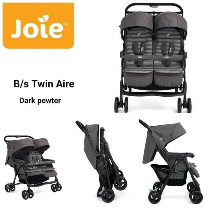 Stroller Joie Aire Twin Dark Pewter | stroller kembar | kereta dorong bayi kembar
