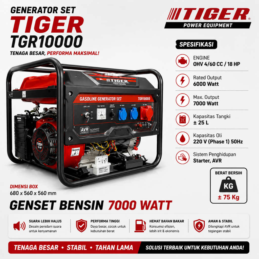 Tiger TGR10000 Generator Bensin