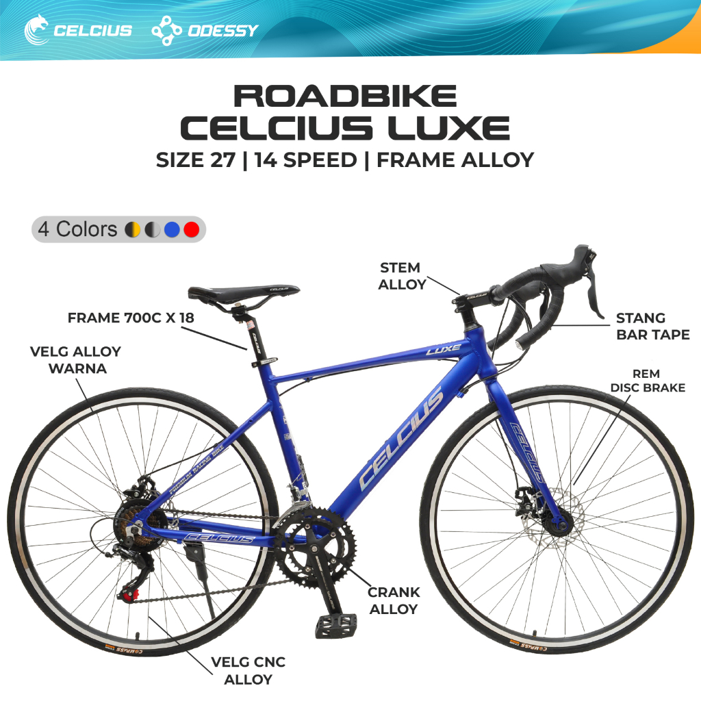Sepeda Balap Brifter Celcius Roadbike / Sepeda Balap Celcius Luxe 1012A Frame Alloy Ukuran 27" - 14 