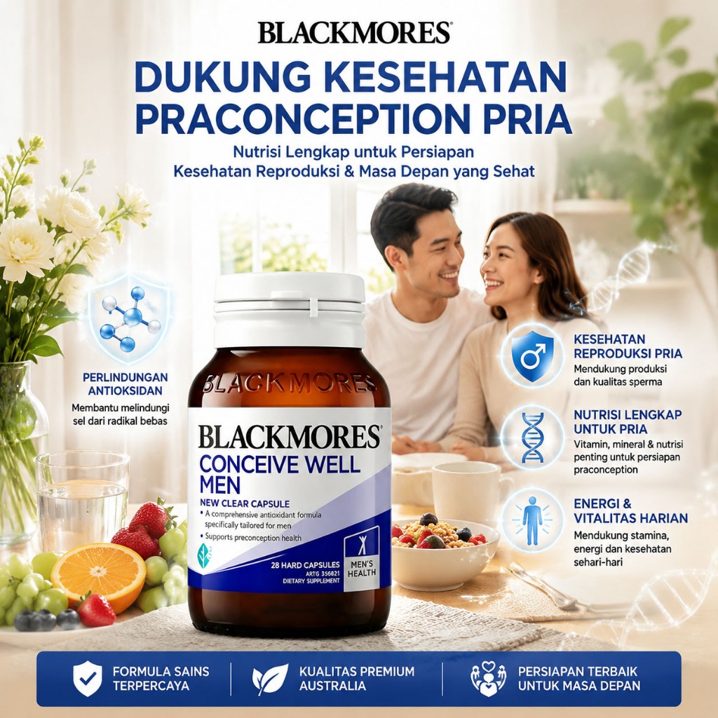 Blackmores Conceive Well Men 28 Capsules Original Australia | Vitamin Pria Program Hamil | Nutrisi K