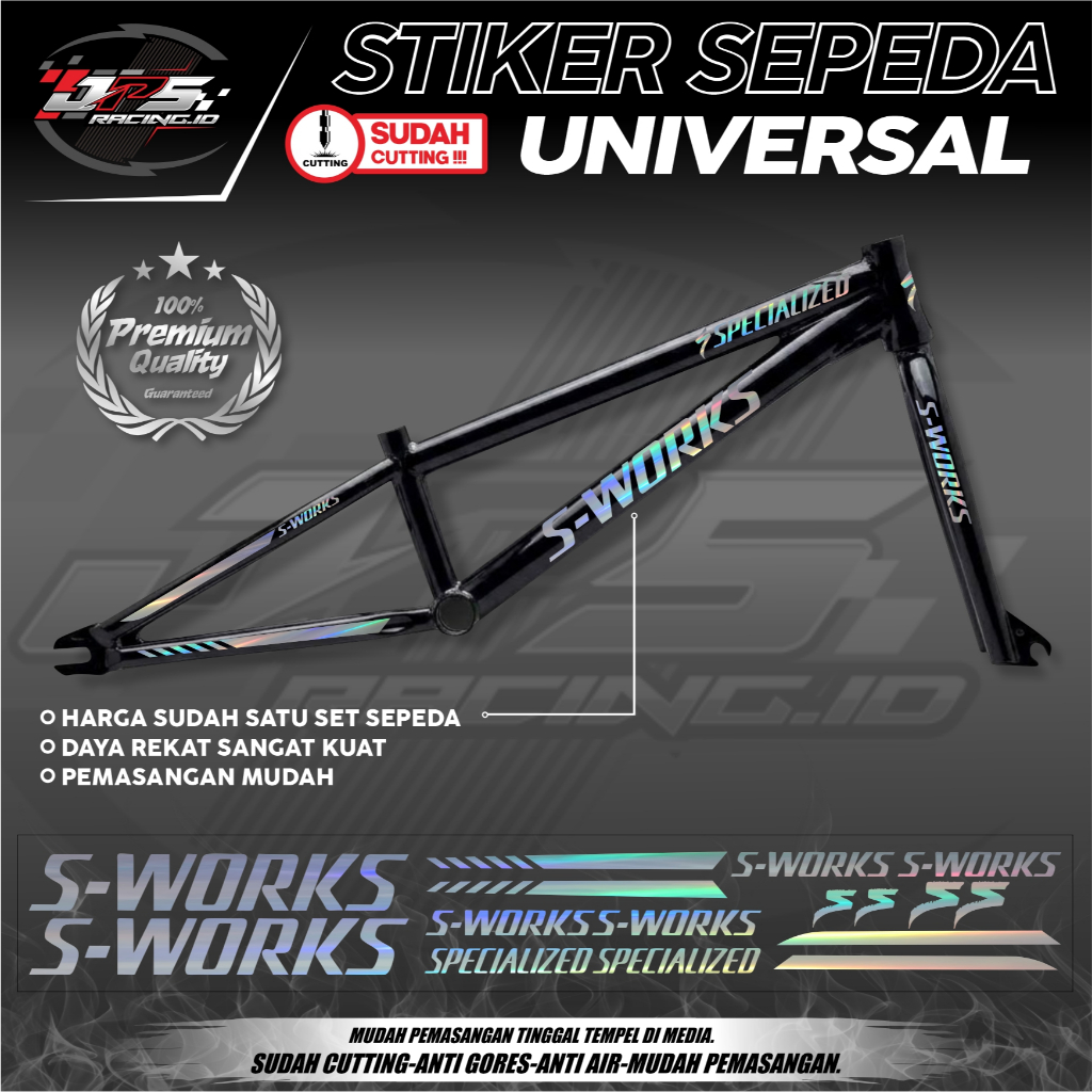 Decal Stiker Cutting Sepeda S-WORKS, Sticker Bike MTB Balap 03