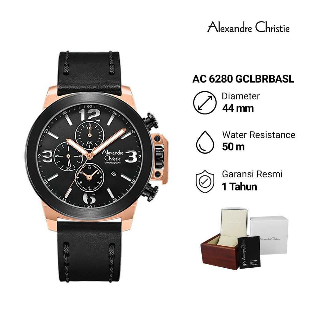 ALEXANDRE CHRISTIE 6280 Mc AC6280 GC JAM TANGAN PRIA ORIGINAL