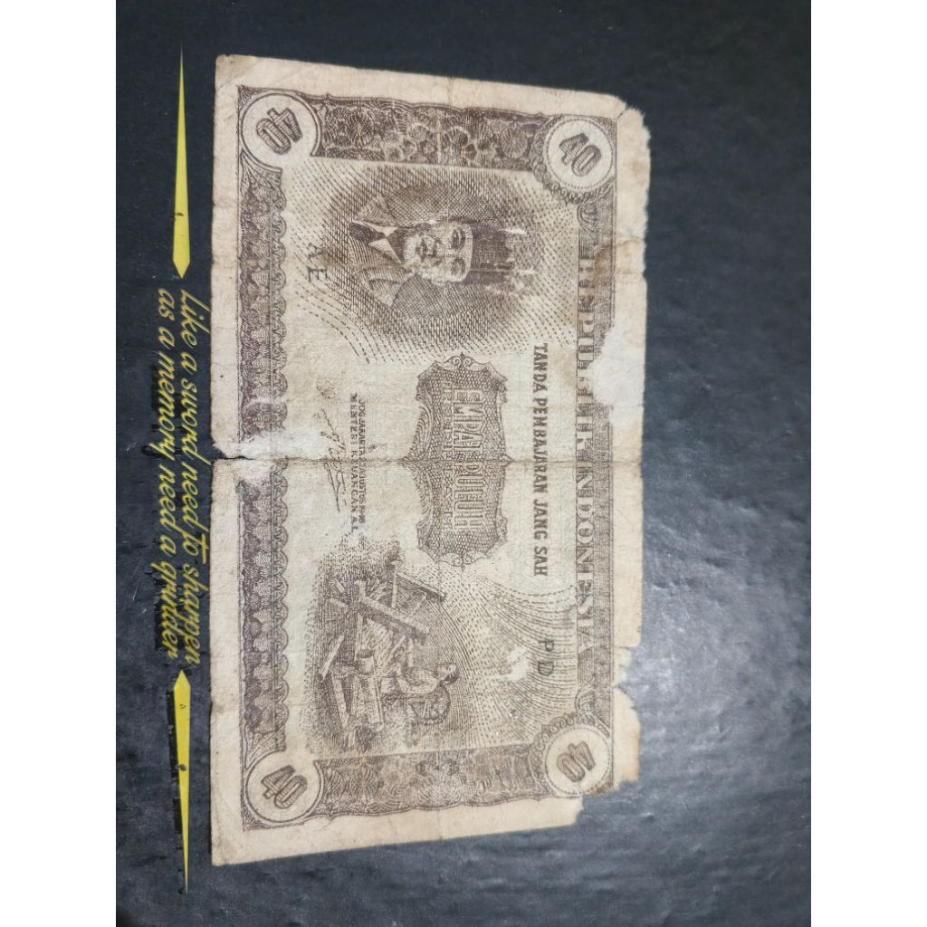 UANG KUNO 40 RUPIAH ORI SOEKARNO TAHUN 1946 LANGKA