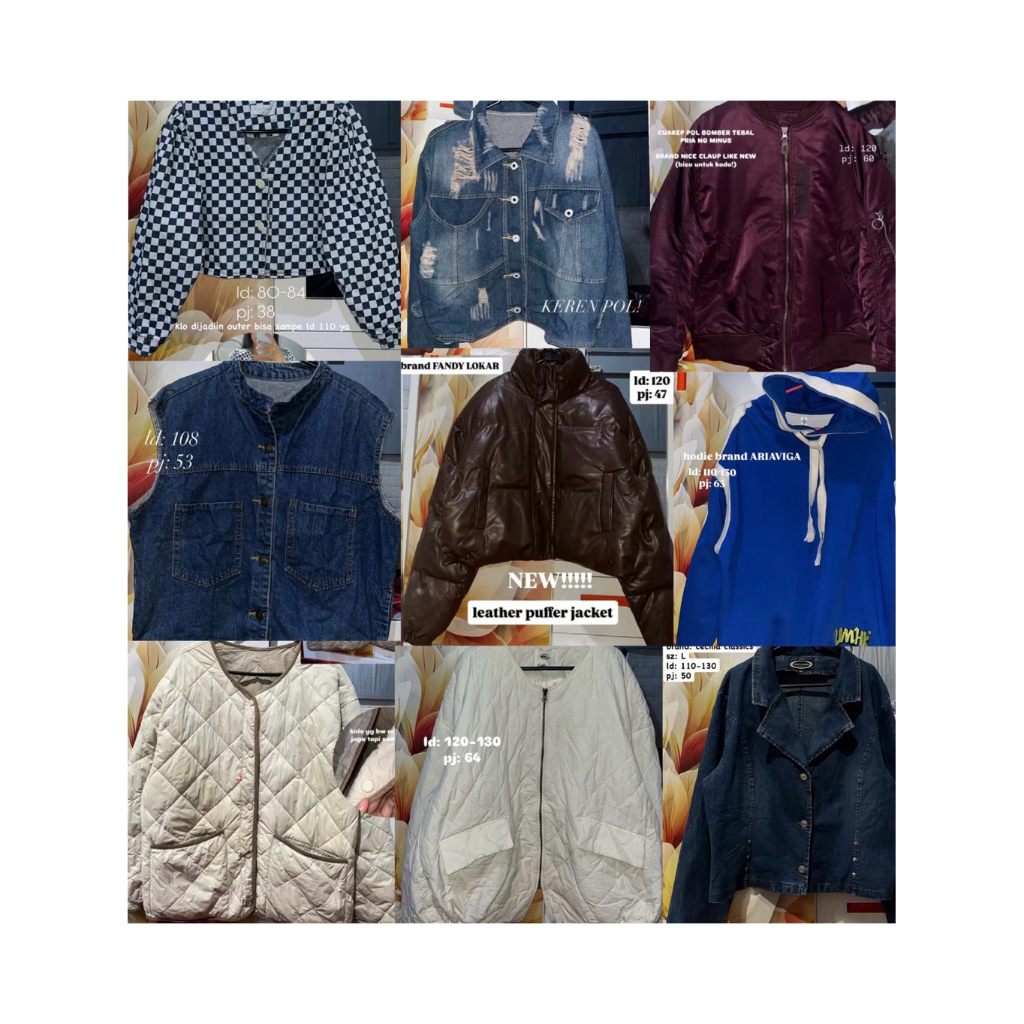 (READY) preloved luaran jaket leather puffer, bomber, jeans denim, blazer,outdoor motoran wanita pri
