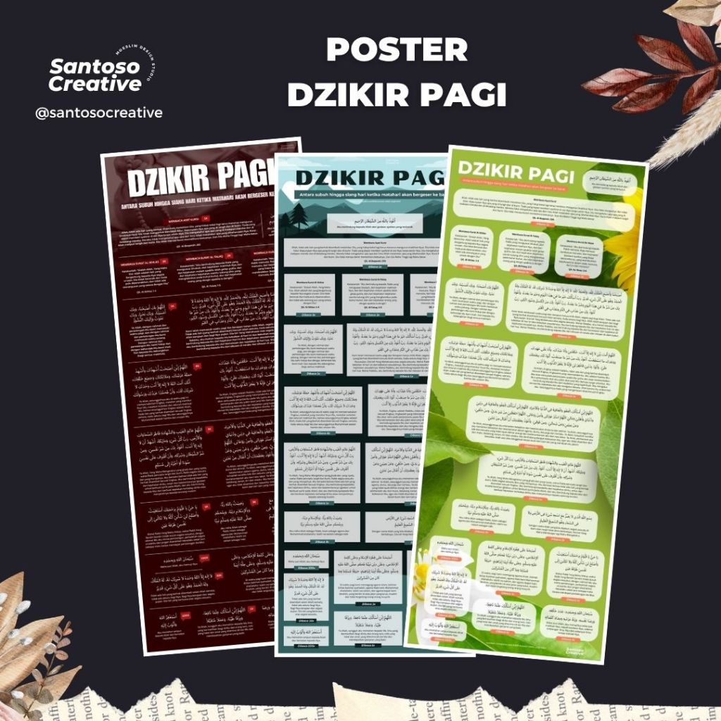 [Santoso Creative] Poster Dzikir Pagi - Dzikir Pagi, Doa Pagi | Poster Dzikir Harian