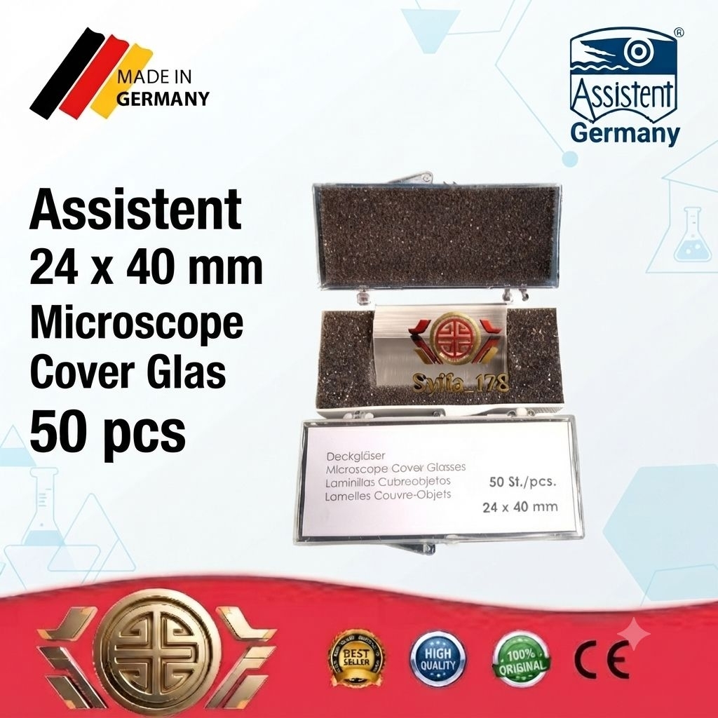 Assistent 24 x 40 mm mikroskop cover glass laboratorium isi 50 pcs