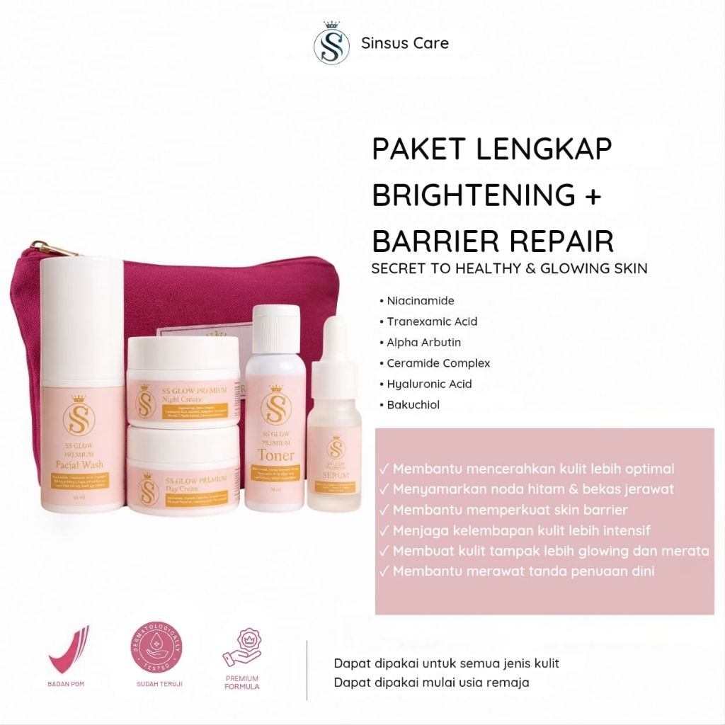 Paket ss glow premium BPOM skincare set hasil maksimal