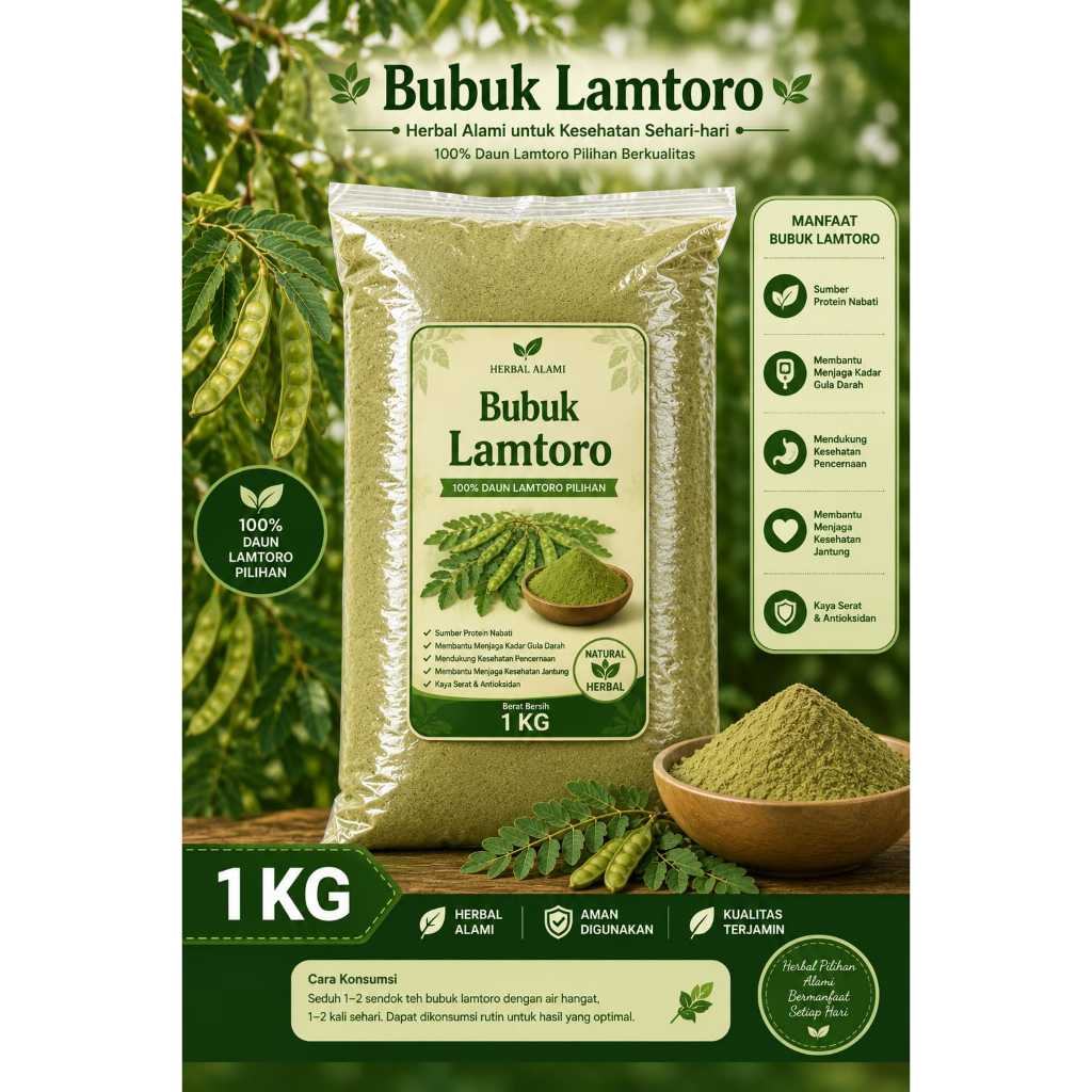 Bubuk Daun Lamtoro 1kg Organik Super Halus