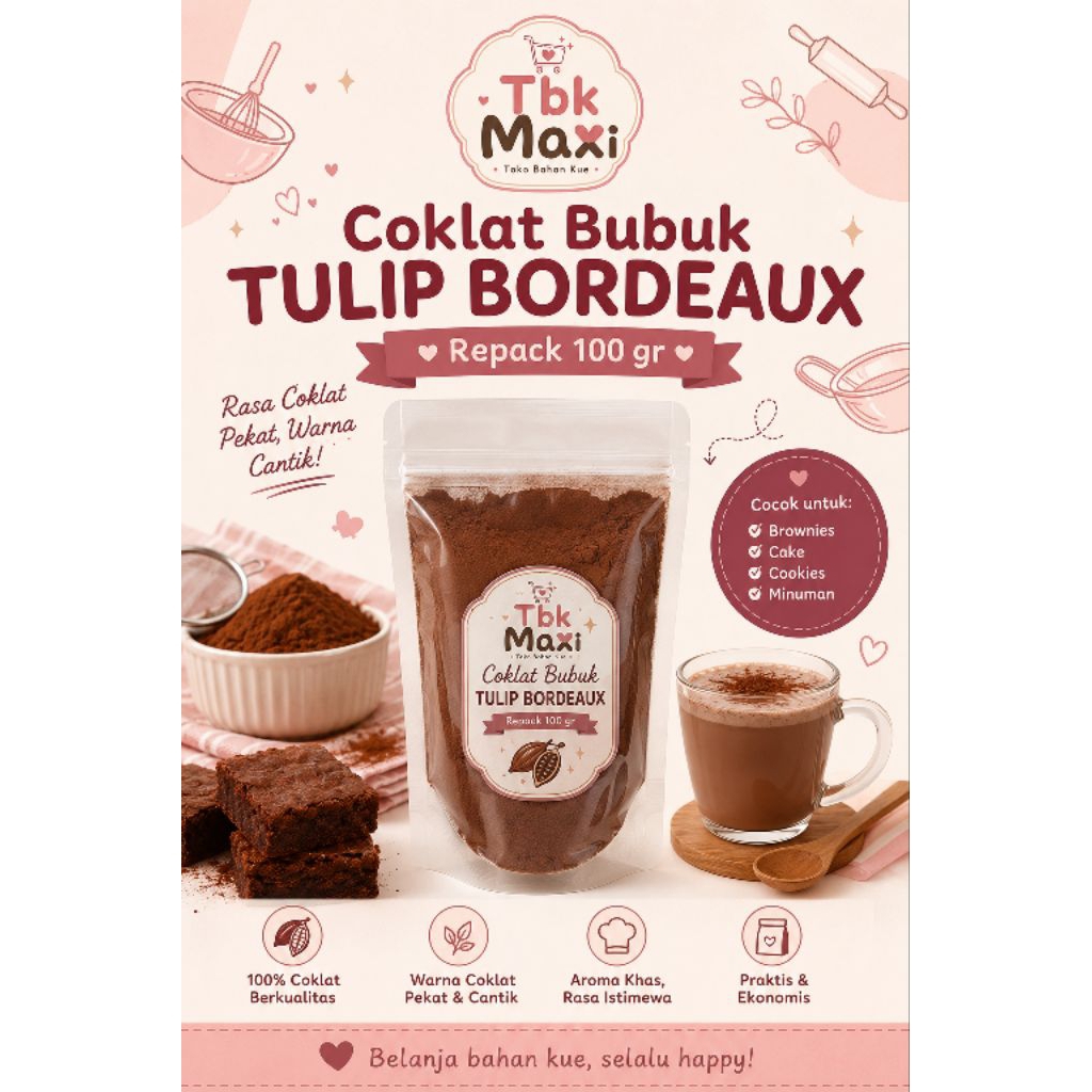 Tulip Bordeaux ecer | Coklat bubuk | Coklat bubuk tulip