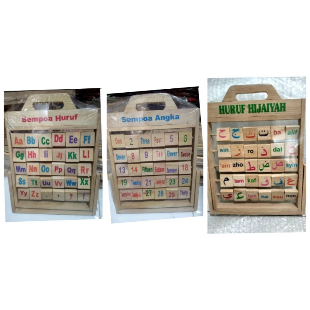 Sempoa Kayu Natural Sempoa Huruf, Sempoa, Angka, Sempoa Hijaiyah, Mainan Edukasi Anak