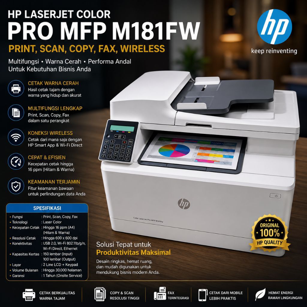 printer hp LaserJet Color pro mfp m181fw