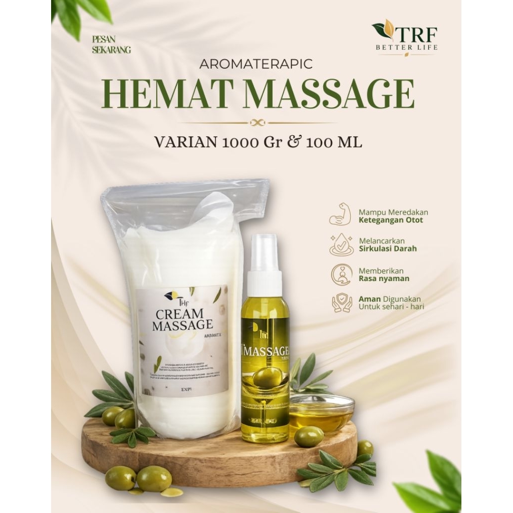 Paket Hemat oil massage 100ml dan cream massage 1kg Aromatic // oil massage dan cream massage aromat