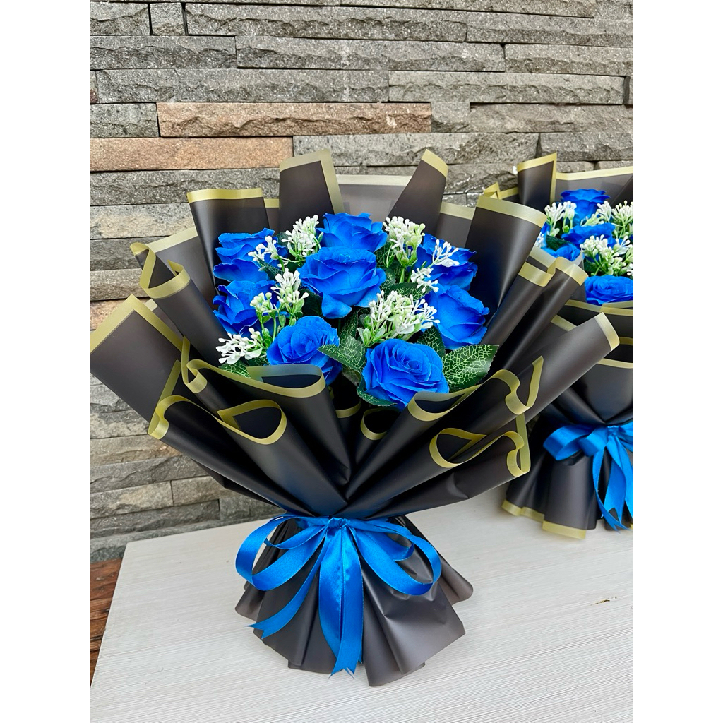 Buket Bunga Mawar Biru artificial Small