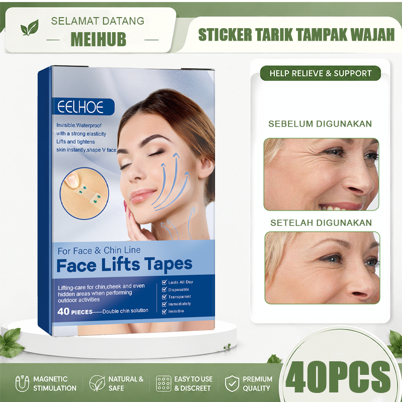 EELHOE 40pcs Face Lift Tape  Face Tape V Shape Face Stiker Wajah Anti Kerut Lifting Firming Face