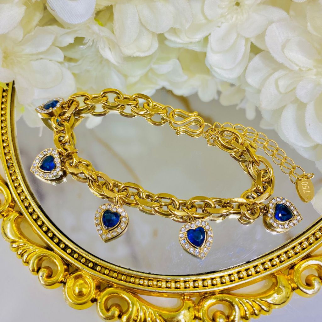 Gelang belitung love biru titanium