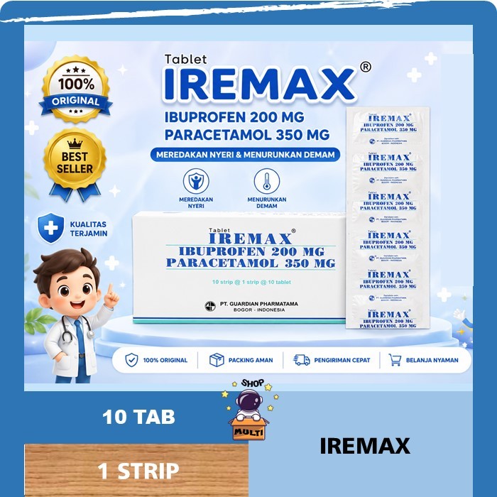 IREMAX STRIP ISI 10 TABLET PEREDA PANAS DAN NYERI ORIGINAL PARACETAMOL IBUPROFEN TABLET
