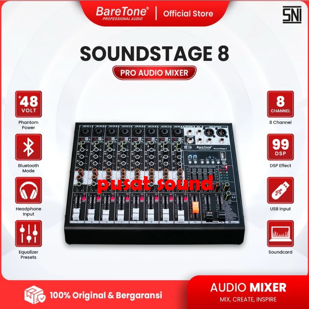 Mixer Baretone 8 Chanel Sound Stage 8 / Sound Stage8 Garansi Resmi