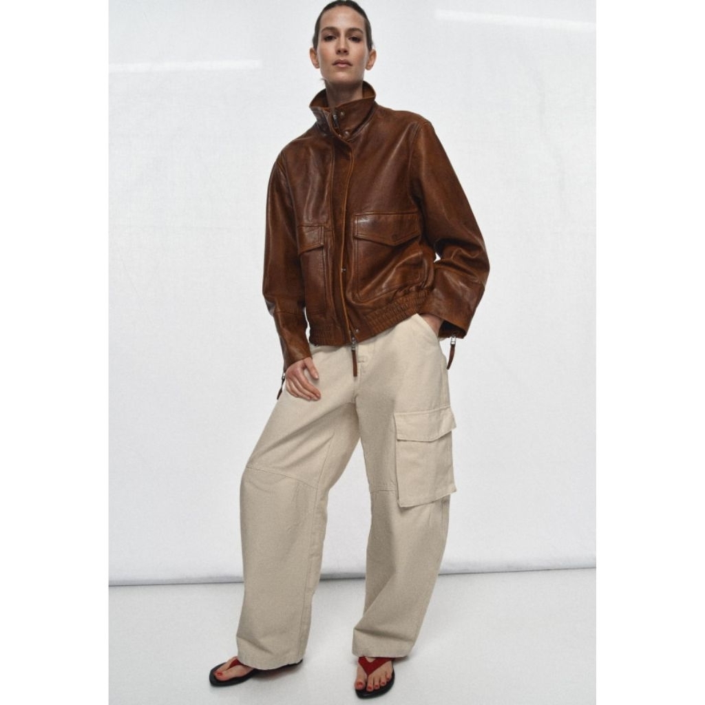 zara cargo denim pants celana jeans
