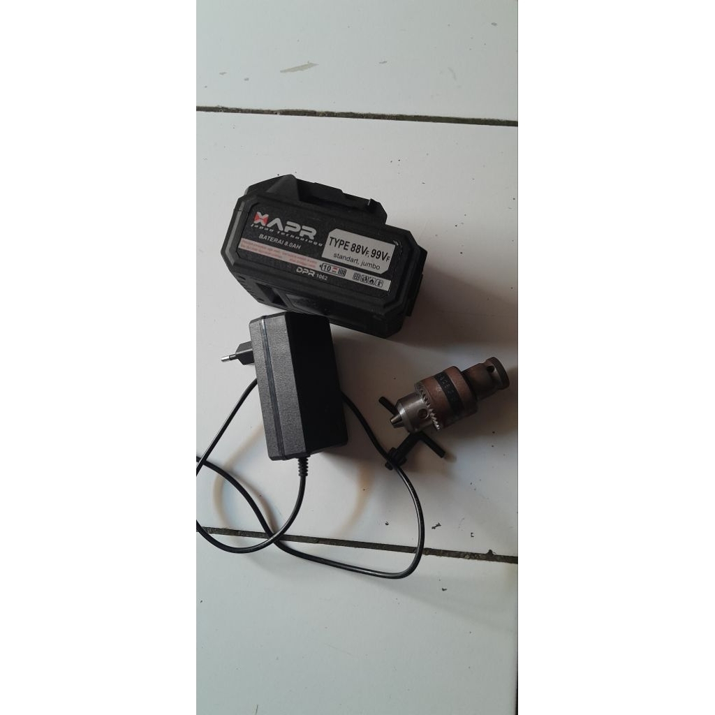 batre impact xapr 88v-99vf, charger, chuck bor dan kunci