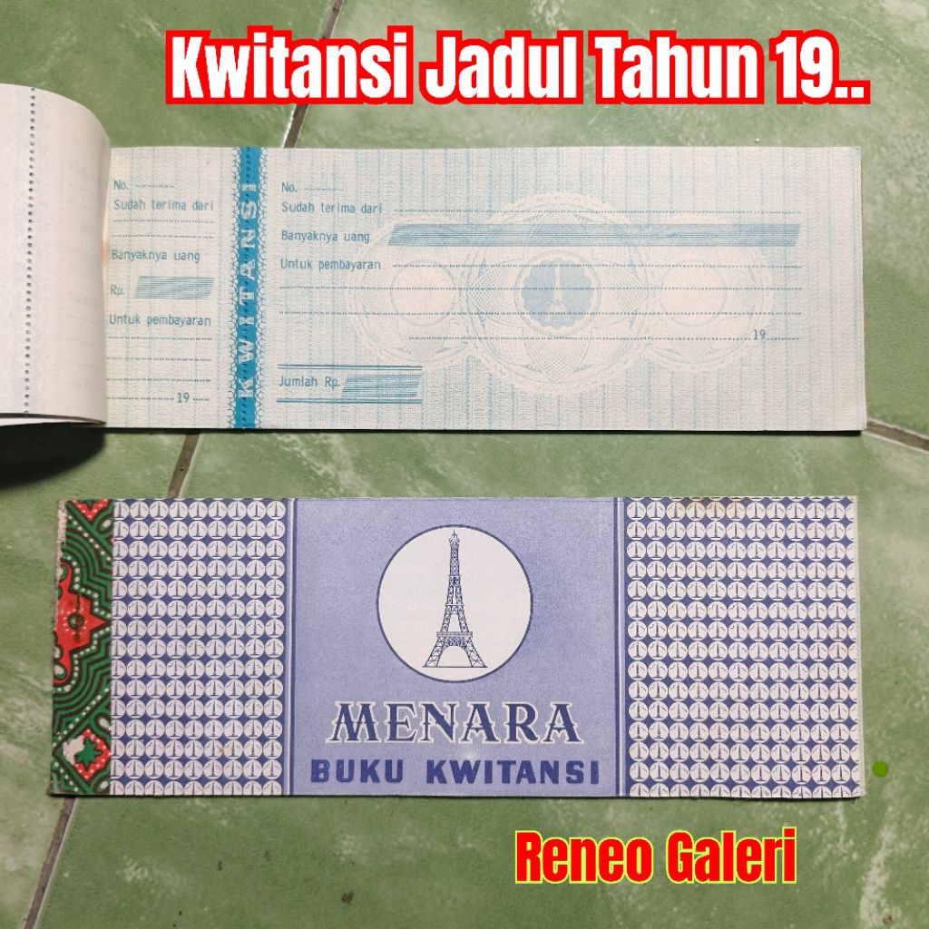 Selembar Kwitansi Lama Tahun 19 .. Kuitansi kosong 90an Merk MENARA kuno lawas jadul 1990 1991 1992 