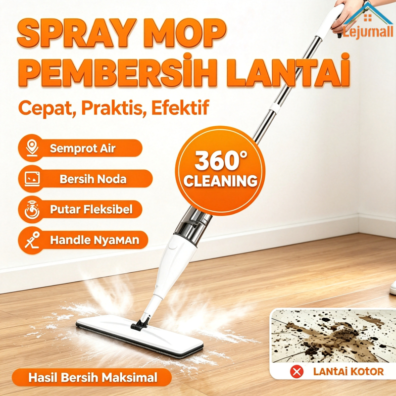 Lejumall 42cm Alat Pel Lantai Datar Jumbo Pel Cuci Peras Otomatis Memiliki Wiper Anti Karat Kain Mic