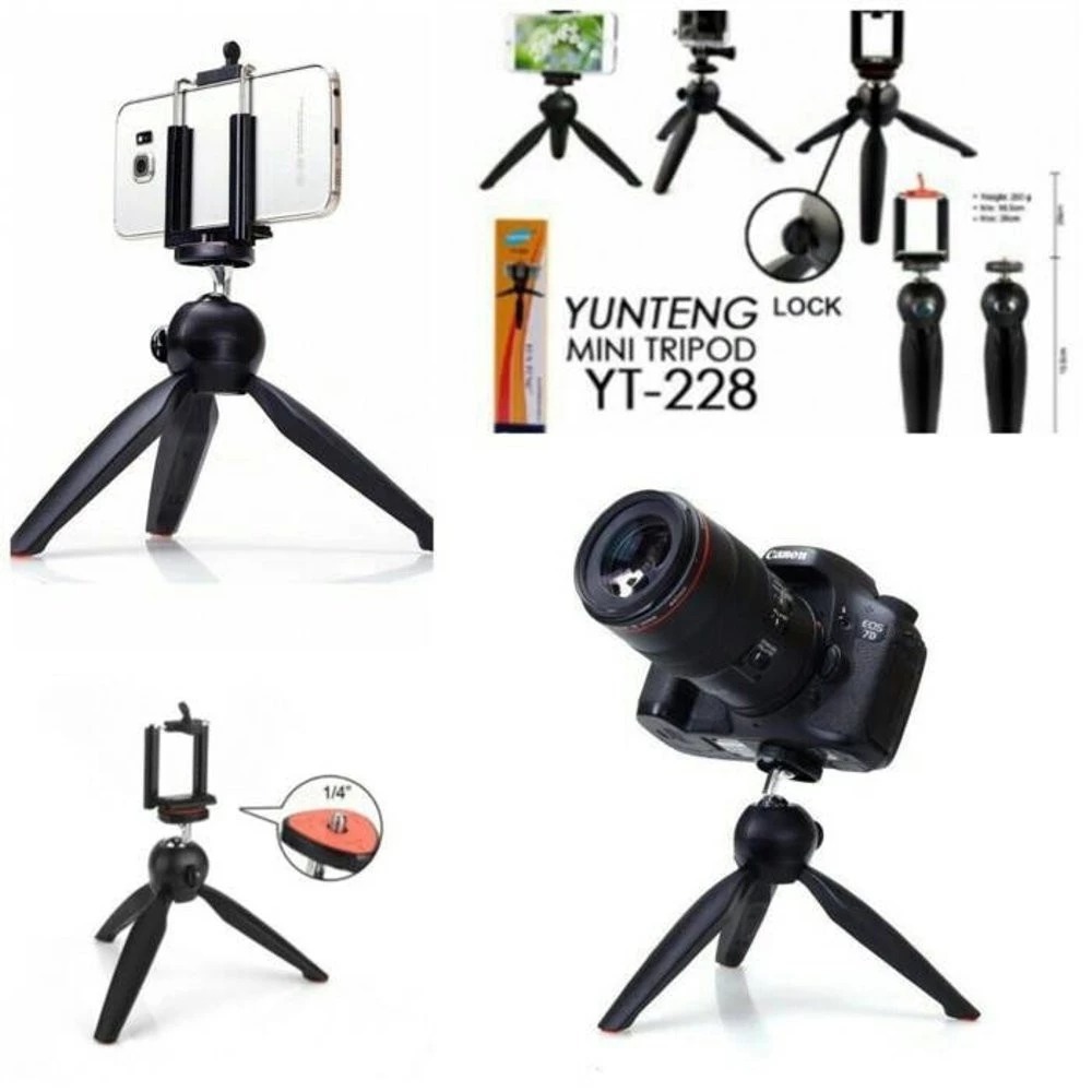 GROSIR KOSMETIK Tripod Yunteng YT-228 Mini Holder HP Smartphone Universal U Mount Premium Stand Port