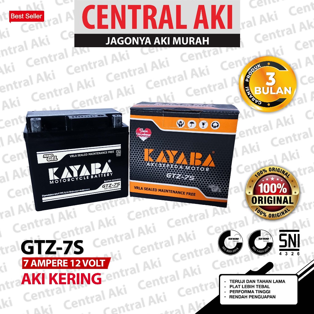 Aki Motor KAYABA GTZ7S ACCU KERING HONDA VARIO 150 VARIO 125 PCX ADV SCOOPY GSX BURGMAN FINO GRANDE 