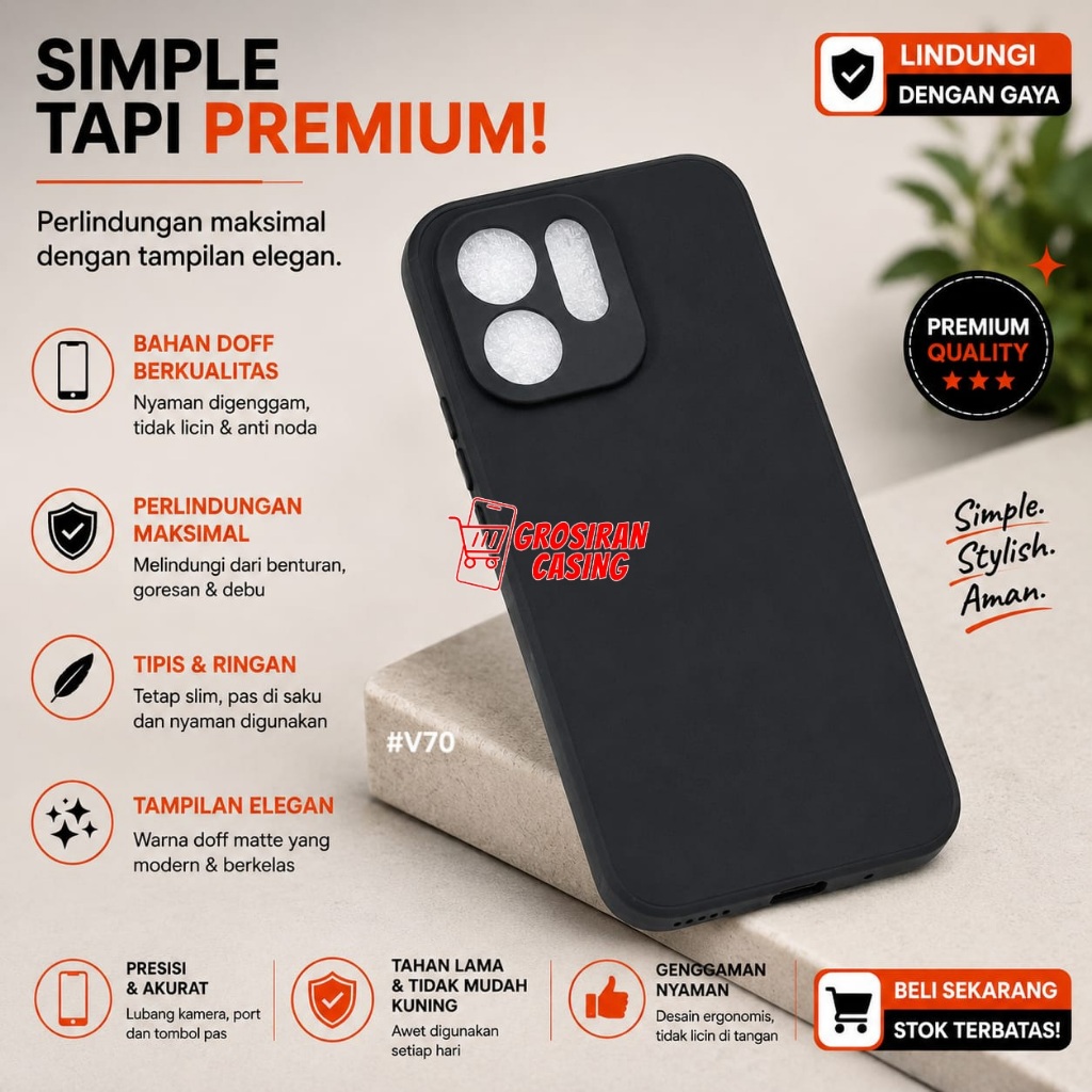 Vivo V70 Vivo V70 FE Case Macaron Black Silikon Matte Black Vivo V70 Vivo V70 FE