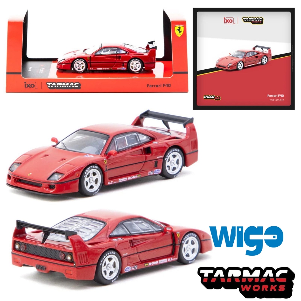 Tarmac Works x iXO Models Ferrari F40 Red merah Road64 T64R-076-RE2 Koni OZ Racing Brembo Goodyear M