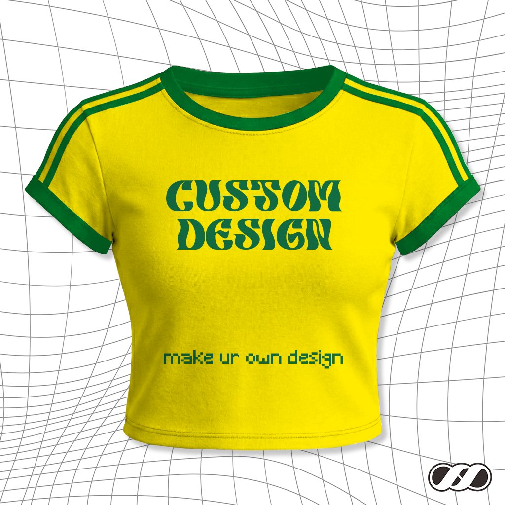 [CUSTOM] Baby tee - Kaos Crop Top Cewek Ringer strip Two Tone Custom suka-suka y2k Polyester Double 