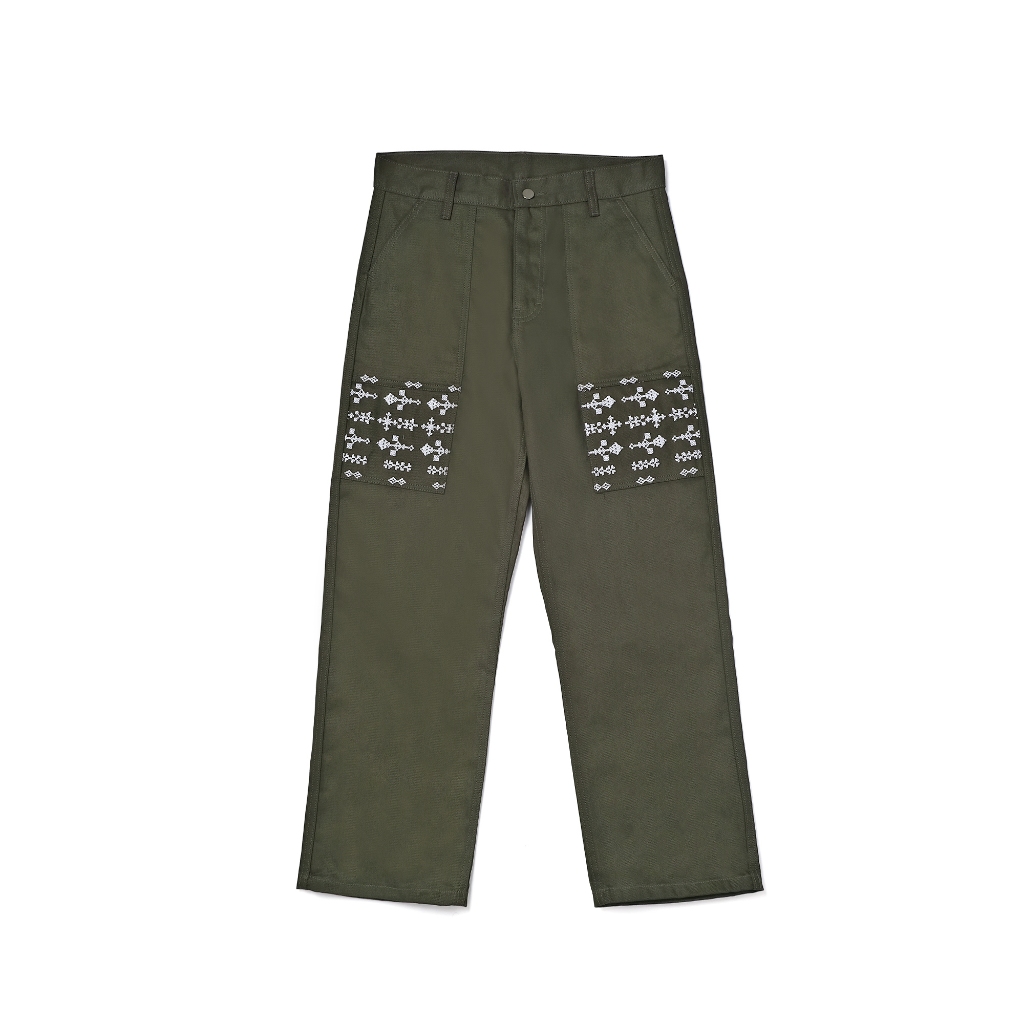 VELCRO ETHEREAL Sashiko Fatigue Pants Army